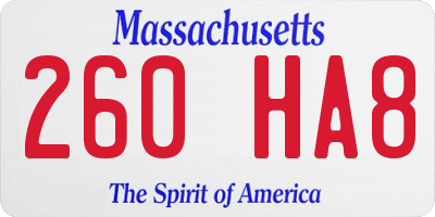MA license plate 260HA8