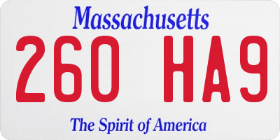 MA license plate 260HA9