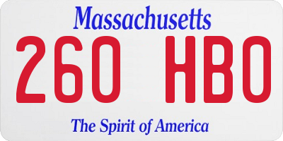 MA license plate 260HB0