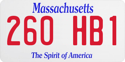 MA license plate 260HB1