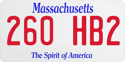 MA license plate 260HB2