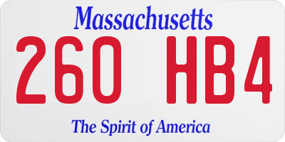 MA license plate 260HB4