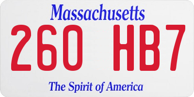 MA license plate 260HB7