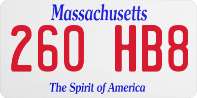 MA license plate 260HB8