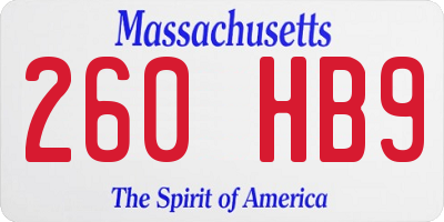 MA license plate 260HB9