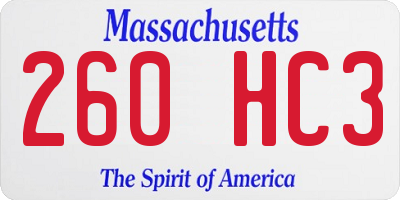 MA license plate 260HC3
