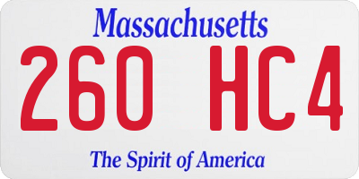 MA license plate 260HC4