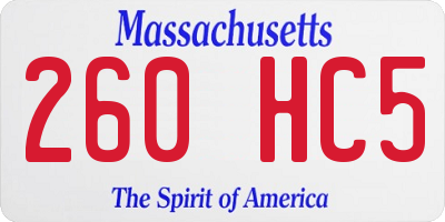 MA license plate 260HC5