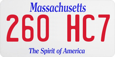 MA license plate 260HC7