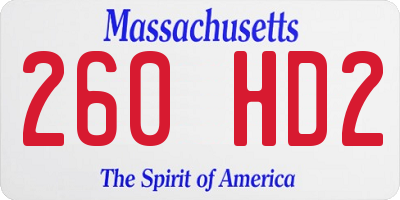 MA license plate 260HD2
