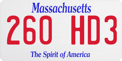 MA license plate 260HD3