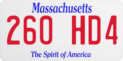 MA license plate 260HD4