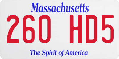 MA license plate 260HD5