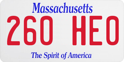 MA license plate 260HE0