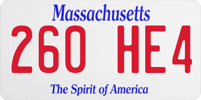 MA license plate 260HE4
