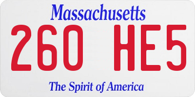 MA license plate 260HE5