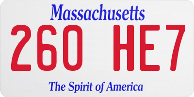 MA license plate 260HE7