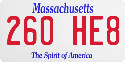 MA license plate 260HE8