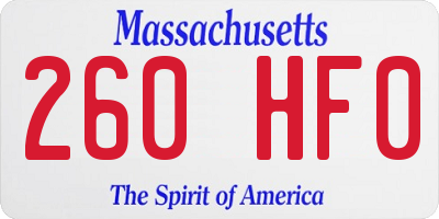 MA license plate 260HF0