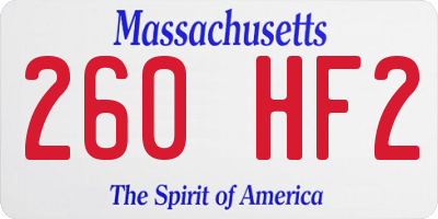 MA license plate 260HF2