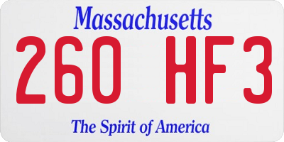 MA license plate 260HF3
