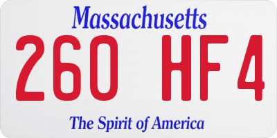 MA license plate 260HF4