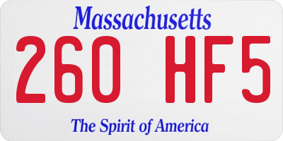 MA license plate 260HF5