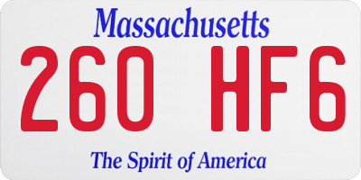 MA license plate 260HF6