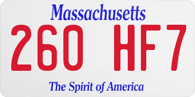 MA license plate 260HF7