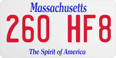 MA license plate 260HF8