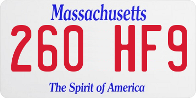 MA license plate 260HF9