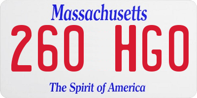 MA license plate 260HG0