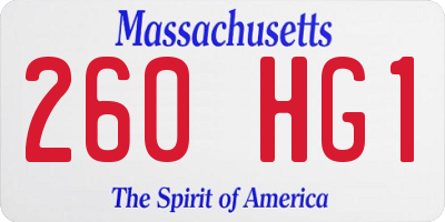 MA license plate 260HG1