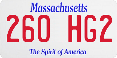 MA license plate 260HG2