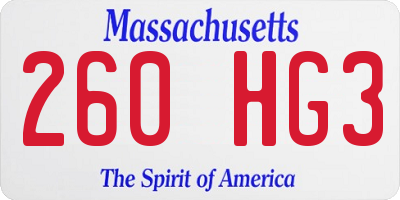 MA license plate 260HG3