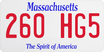 MA license plate 260HG5