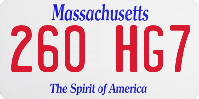 MA license plate 260HG7