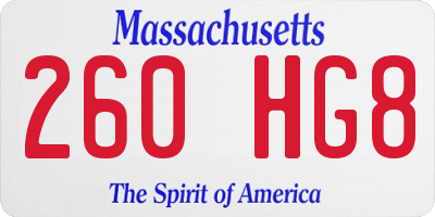 MA license plate 260HG8