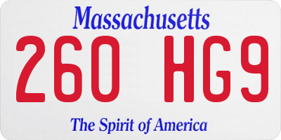 MA license plate 260HG9