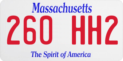 MA license plate 260HH2