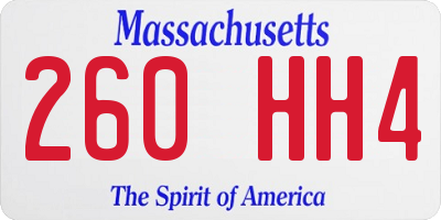 MA license plate 260HH4