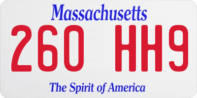 MA license plate 260HH9