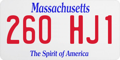 MA license plate 260HJ1