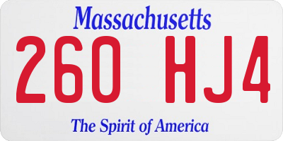 MA license plate 260HJ4