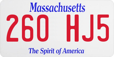 MA license plate 260HJ5