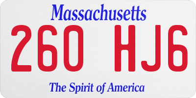 MA license plate 260HJ6