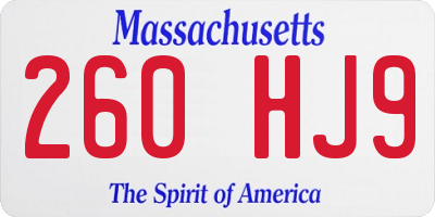MA license plate 260HJ9