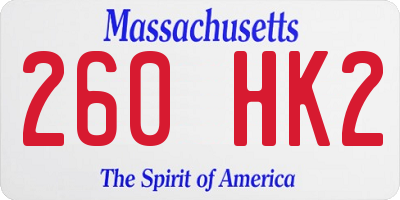 MA license plate 260HK2