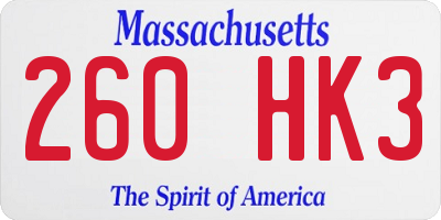 MA license plate 260HK3