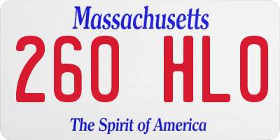 MA license plate 260HL0